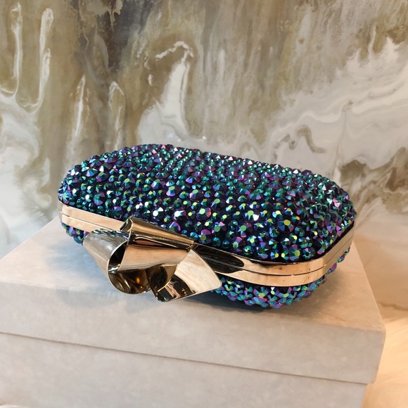 Jimmy Choo Madeline Blue Crystal Cloud Clutch - Picture 3 of 8